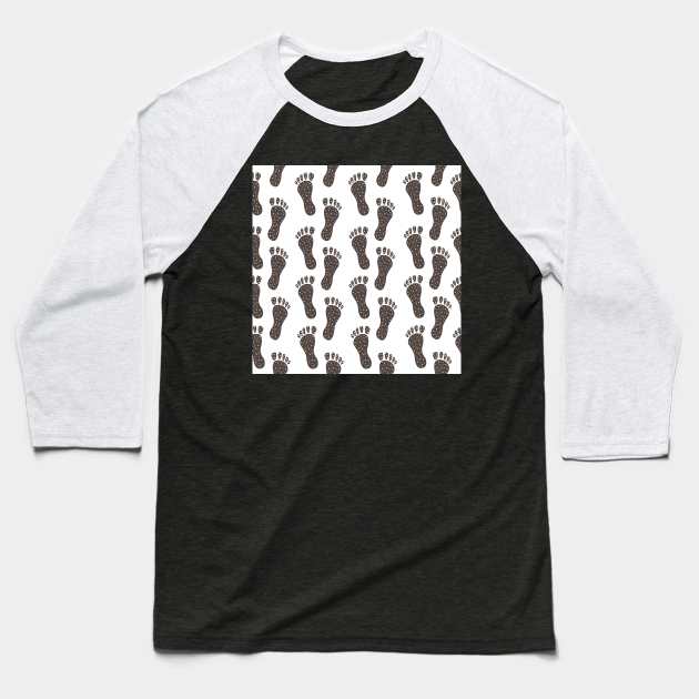 Foot Step pattern Baseball T-Shirt by Countryside